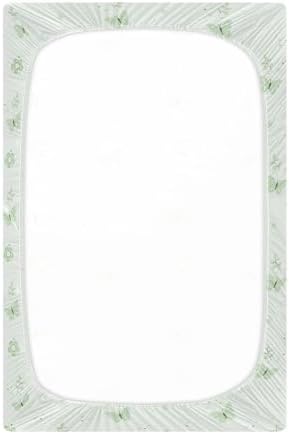 Boho Green Flowers Butterflies Crib Sheet Set