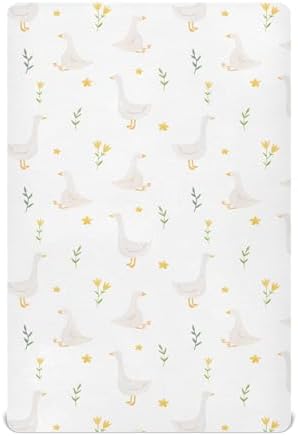 Qilmy Goose Bird Fitted Crib Sheet for Baby Soft Breathable