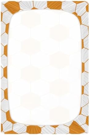 KICPOAY Orange White Soccer Ball Fitted Crib Sheets 1
