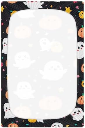 Qilmy Ghost Pattern Fitted Crib Sheet for Boys and Girls