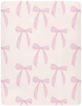 KICPOAY Fitted Crib Sheets with Coquette Bows for Baby Playard