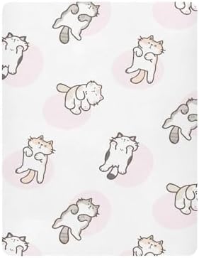 KICPOAY Cartoon Cat Fitted Crib Sheets Stretchy Playard Sheets for Baby