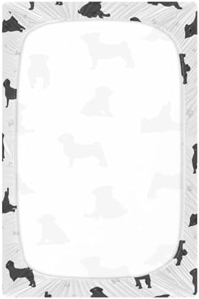 KICPOAY Pug Dog Crib Sheets Stretchy Playard Sheets for Baby