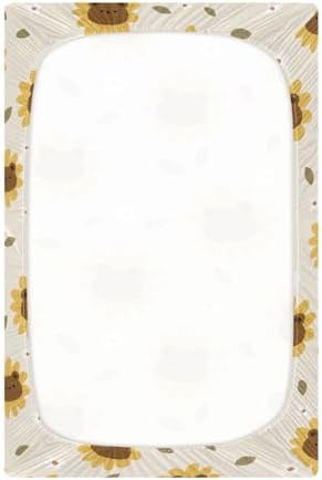 KICPOAY Sunflower Bears Crib Sheets Playard Stretchy 52x28in