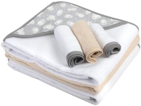 Baby Essentials 6-Piece Hooded Towel Set with Washcloths