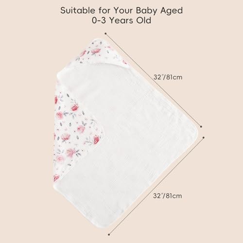 Ultra Soft Muslin Hooded Baby Towels 2 Pack Pink Floral
