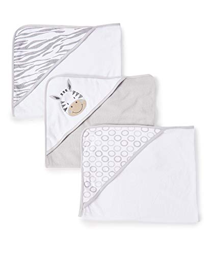 Spasilk Baby Hooded Towel Set 3 Pack Grey Zebra