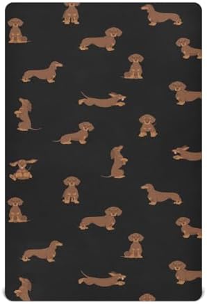 KICPOAY Dachshund Fitted Crib Sheets Stretchy Playard Sheets for Baby Toddler