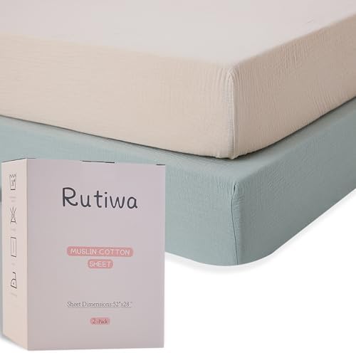 2 Pack Muslin Crib Sheets for Boys Girls 100 Cotton