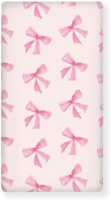 Streeyiu Pink Bow Fitted Crib Sheet for Boys Girls 52x28x8 in