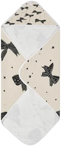 BOESI Graffiti Black Bow Baby Bath Towel 35x35 inches