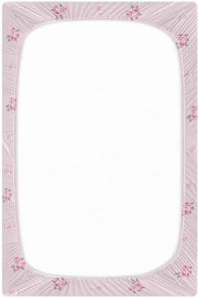 Pink Rose Ribbon Leaves Fitted Crib Sheets for Baby 1