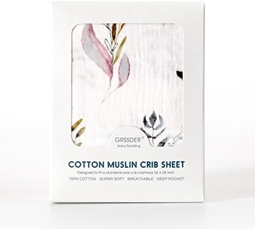 GRSSDER 100 Cotton Muslin Crib Sheet 52x28 1