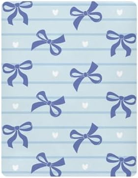 KICPOAY Navy Bow Heart Stripe Fitted Crib Sheets