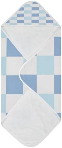 Caikeny Baby Hooded Towel 30x30 Inch Checkered Design