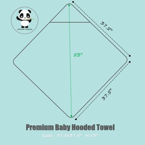 HIPHOP PANDA Hooded Towel - Bamboo Rayon Absorbent Baby Towel with Bear Ears