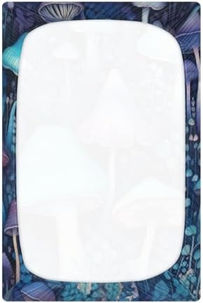Qilmy Blue Mushroom Fitted Crib Sheet for Baby