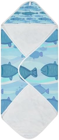Bulletgxll Blue Swimming Fish Baby Hooded Towel