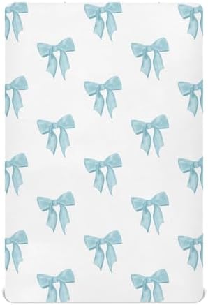 KICPOAY Coquette Watercolor Blue Bow Crib Sheets