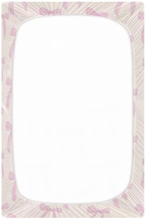 KICPOAY Fitted Crib Sheets with Coquette Bows for Baby Playard