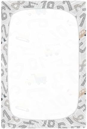 KICPOAY Track Road Truck Numbers Fitted Crib Sheets