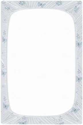 Boho Blue Flower Butterfly Crib Sheets for Baby Toddler