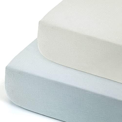 GRSSDER Muslin Crib Sheets 2 Pack 100 Cotton Safe Fit 52 x 28