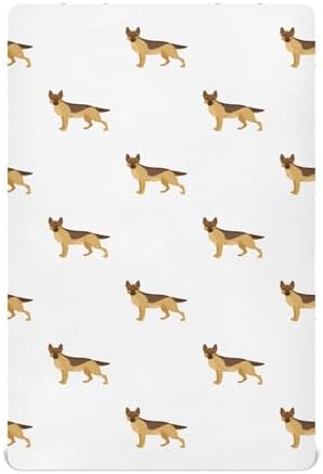 KICPOAY Shepherd Cartoon Dog Crib Sheet 52x28in