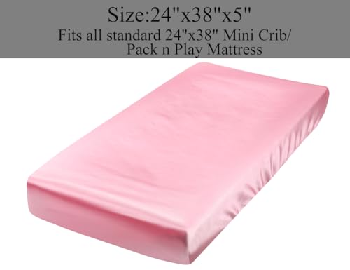 Satin Mini Crib Sheet Set 2 Pack Ultra Soft Playard Sheet 24x38 Inches