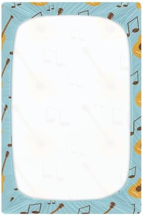 KICPOAY Classical Guitar Note Blue Fitted Crib Sheet