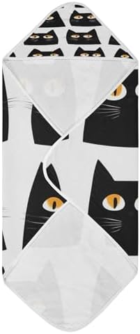 Doodle Cute Black Cat Baby Bath Towel 35x35 Inches