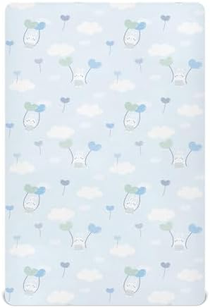 Rabbit Balloon Cloud Blue Crib Sheet Playard Sheet for Baby