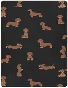 KICPOAY Dachshund Fitted Crib Sheets Stretchy Playard Sheets for Baby Toddler