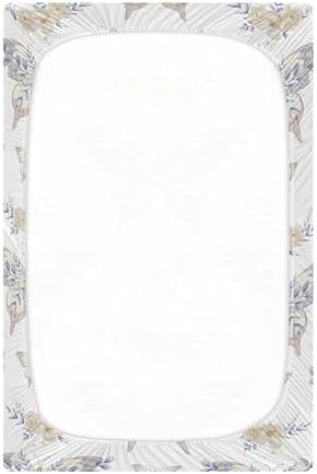 Yellow Butterfly Flower Leaves Crib Sheet 52x28in for Baby