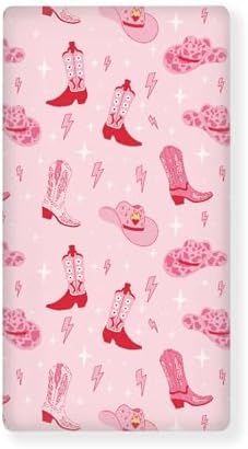 Streeyiu Pink Western Boots Baby Crib Sheets for Boys Girls