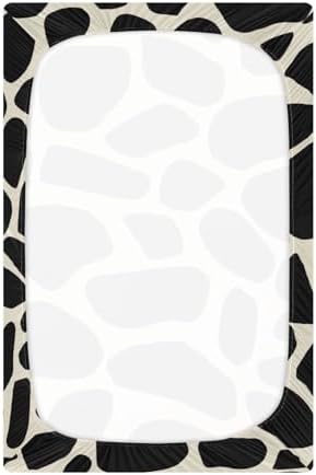 KICPOAY Black Giraffe Skin Fitted Crib Sheets Stretchy Playard Sheets for Baby