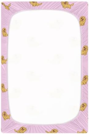 KICPOAY Fitted Crib Sheets with Cute Golden Retriever Pattern