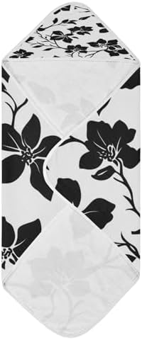 BOESI Graffiti Black Flower Baby Bath Towel 35x35in