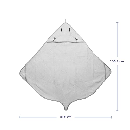 Ubbi Baby Hooded Bath Towel - Ultra Soft Gray Stingray