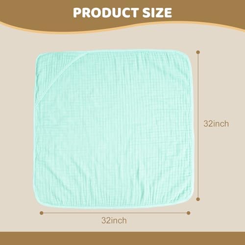 Davids Kids 2 Pack Hooded Baby Towels 32x32 Inch Grey Green