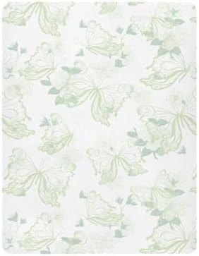KICPOAY Vintage Green Flying Butterflies Crib Sheet