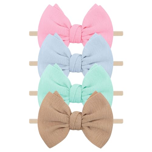 4PCS Ewaycom Baby Bow Headbands for Newborns and Toddlers