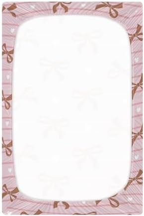 Navy Bow Heart Stripe Pink Crib Sheets for Baby Toddler
