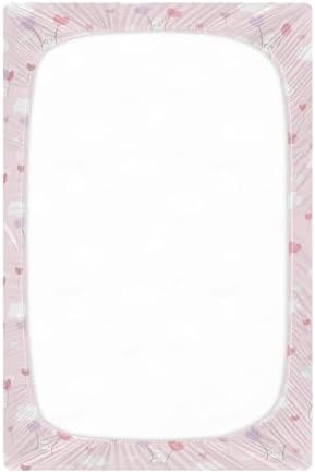 Rabbit Balloon Cloud Pink Crib Sheets Stretchy Playard Sheets for Baby Toddler