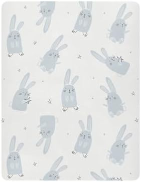 Light Blue Rabbits Stars Crib Sheets for Baby Toddler