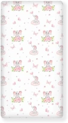 QINBEIDU Pink Elephants Crib Sheet 28x52