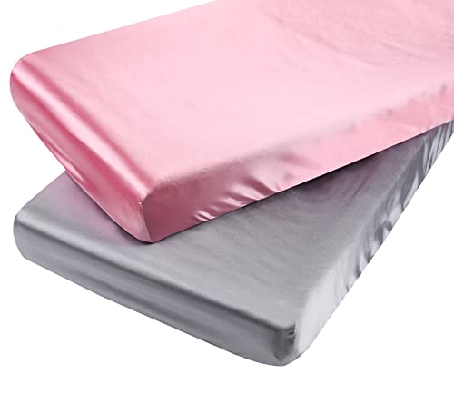 Satin Mini Crib Sheet Set 2 Pack Ultra Soft Playard Sheet 24x38 Inches