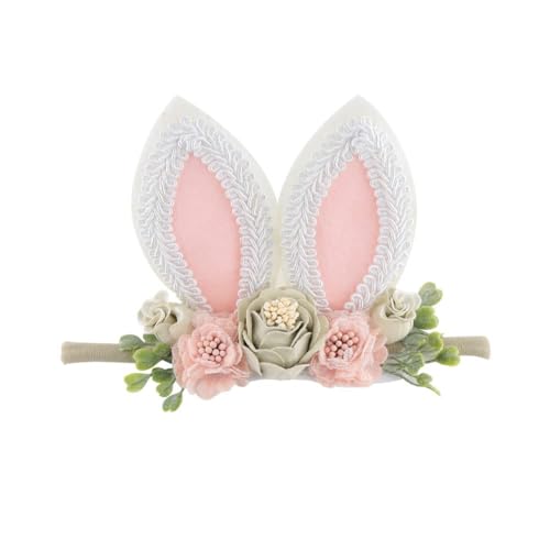 GEZISAN Baby Girl Easter Bunny Headband with Flower Bows