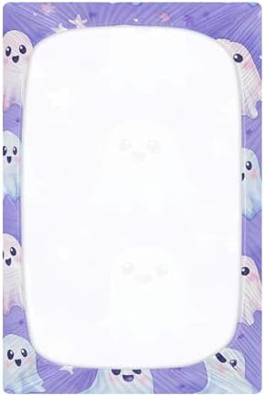 Qilmy Cute Ghost Pattern Fitted Crib Sheet Soft and Breathable