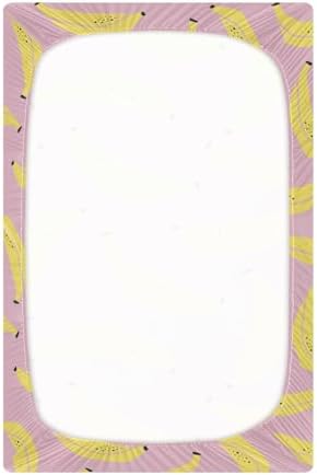 Tropical Banana Doodle Pink Fitted Crib Sheets for Baby Toddler